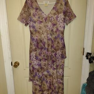 Floral Maxi Dress in Purple and Brown